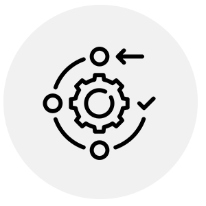 Icon Verwaltungsprozesse mit einem Zahnrad und Haken