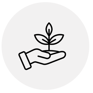 Icon Nachhaltigkeit mit einer Hand die eine Pflanze hält